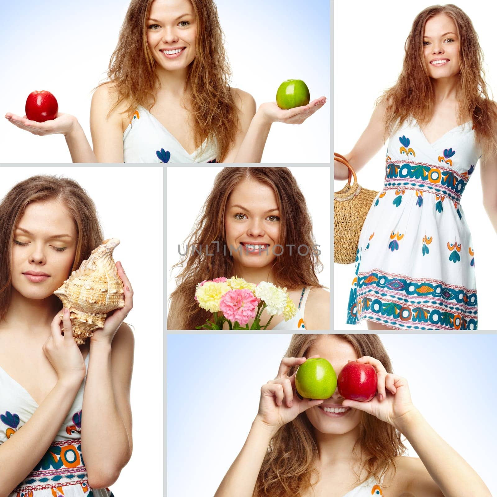 Collage of a pretty girl in sundress