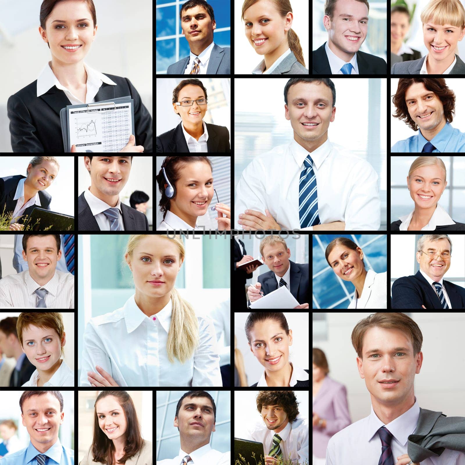 Collage of images with different businesspeople