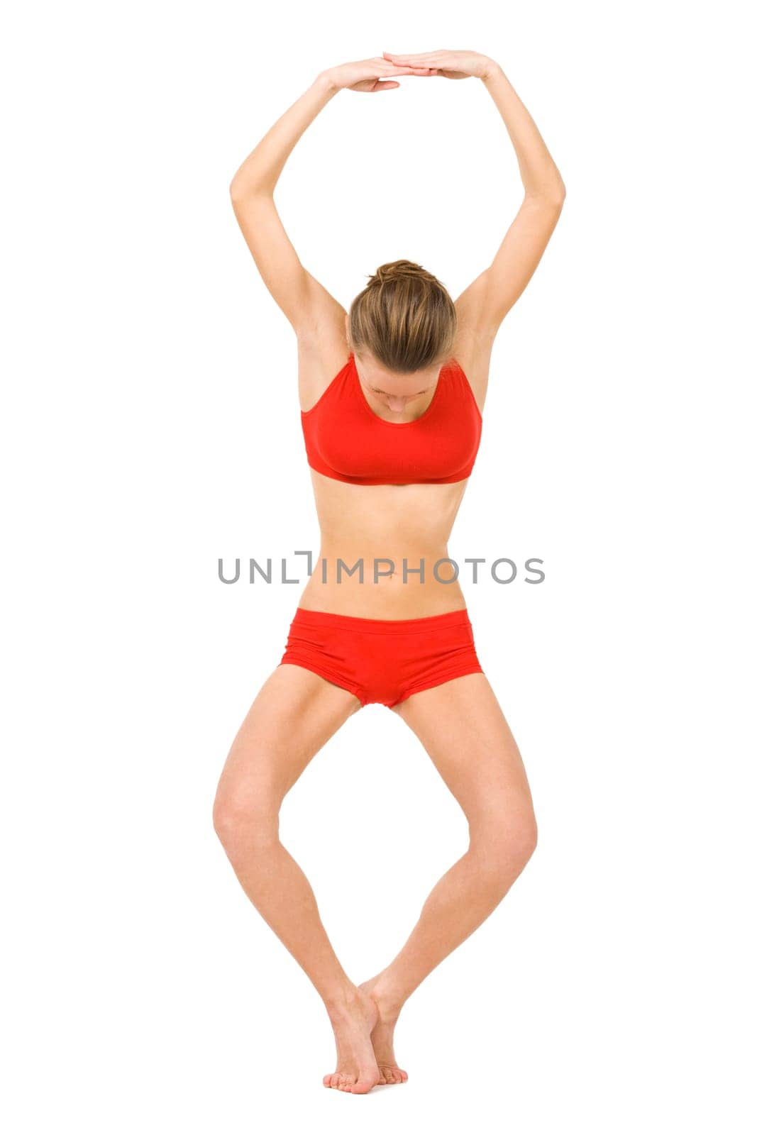 Image of young girl practicing physical exercise forming number eight