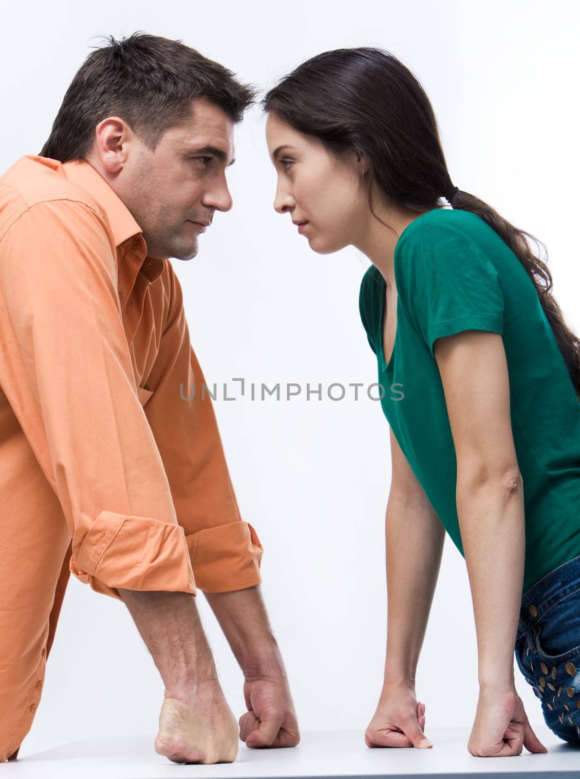 Portrait of angry people looking at each other during conflict
