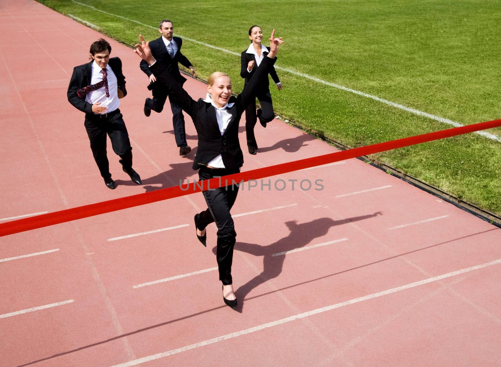 Image of business race with winner in front
