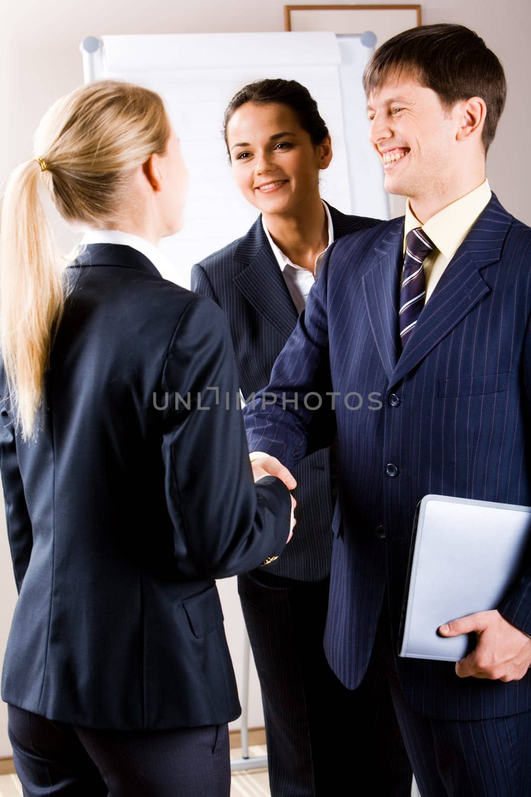 Business people making a perfect bargain with the partner