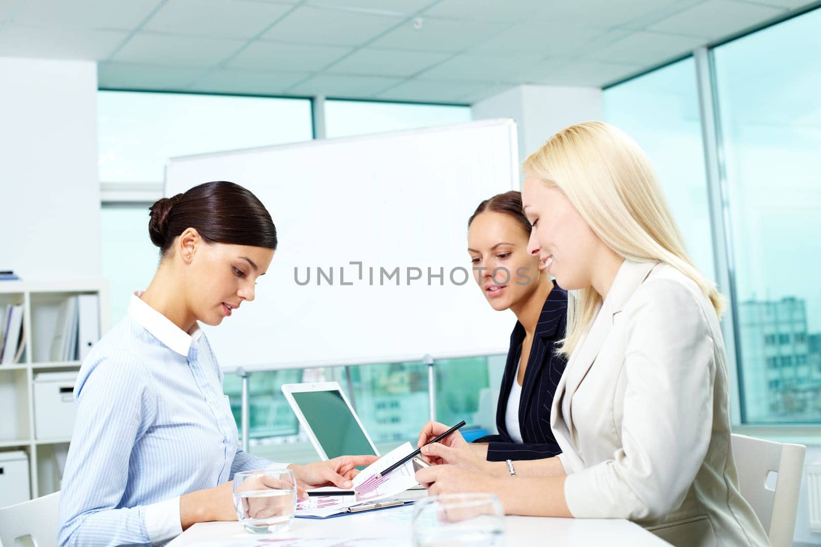 Portrait of three females working in office