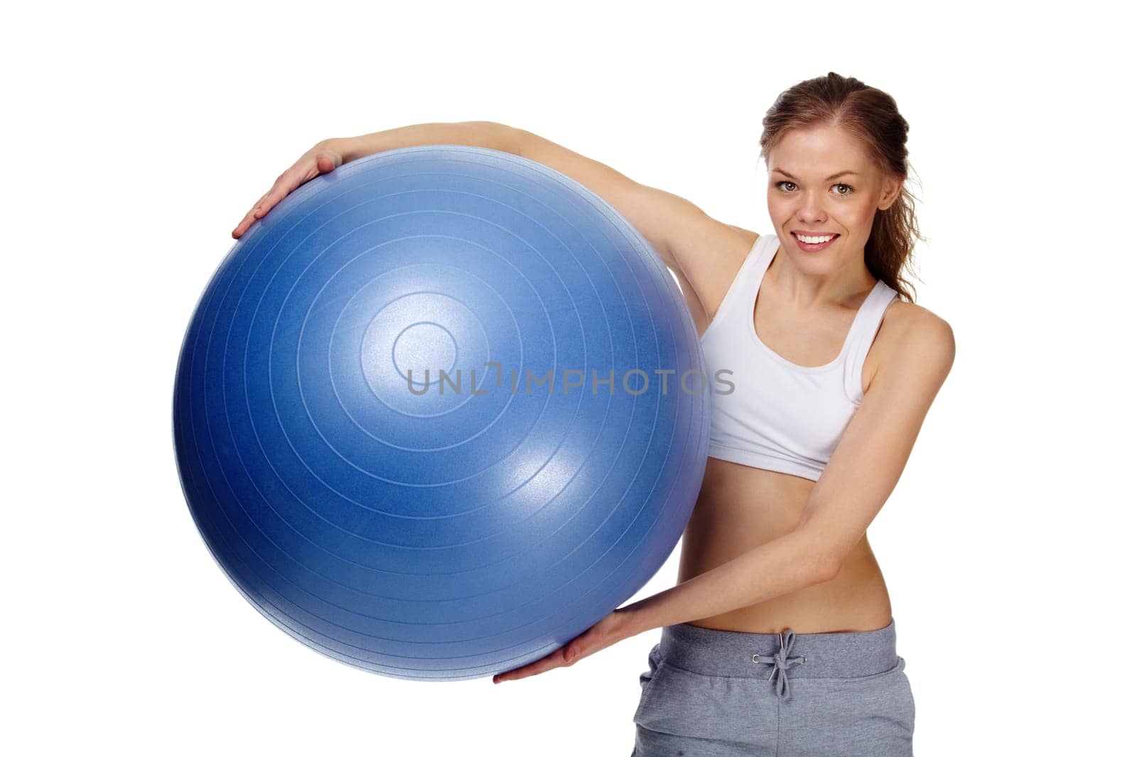 Portrait of a young girl with gymnastic ball