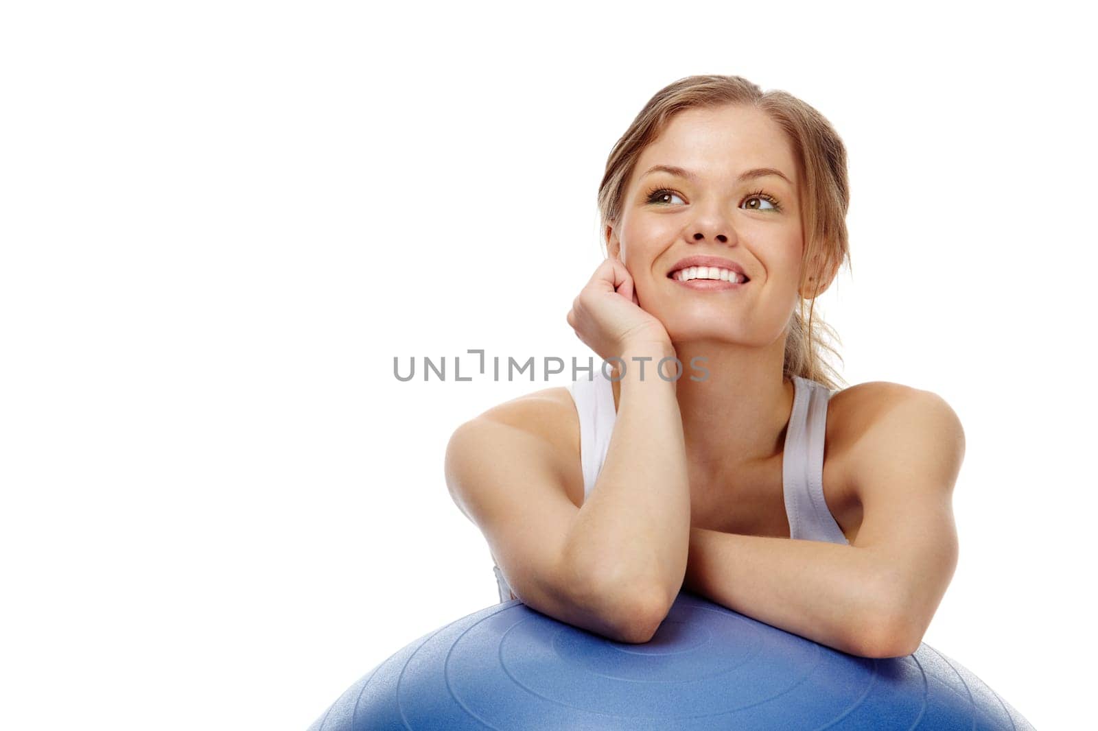 Portrait of a cheerful girl looking up