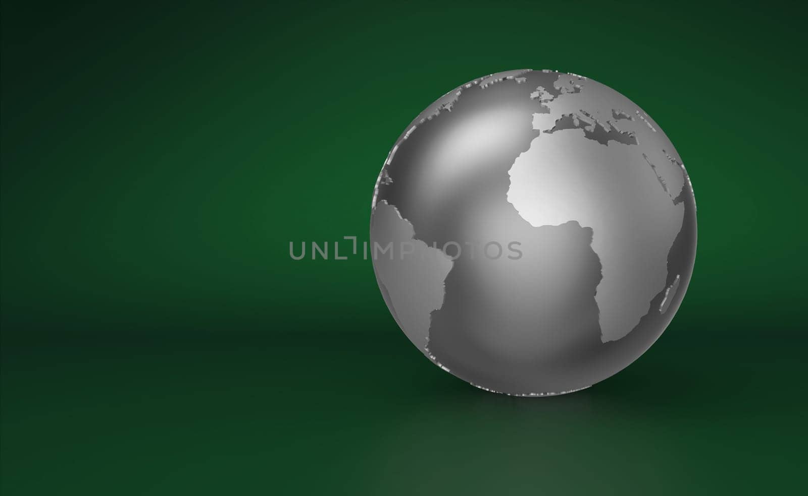 Silver Globe on green background - Europe