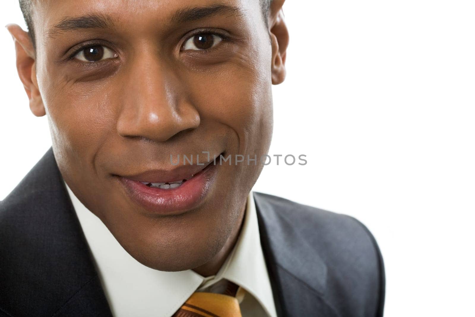 Face of happy Afro American businessman looking at camera with smile