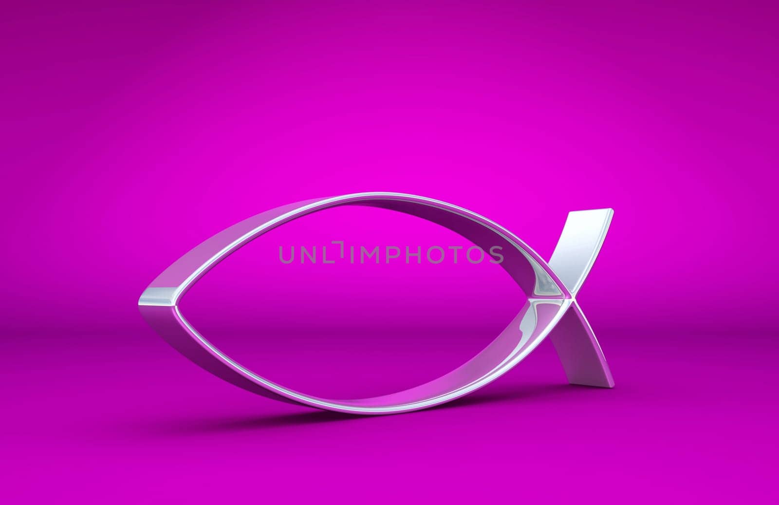 3D ICHTHYS Silver on Pink 02