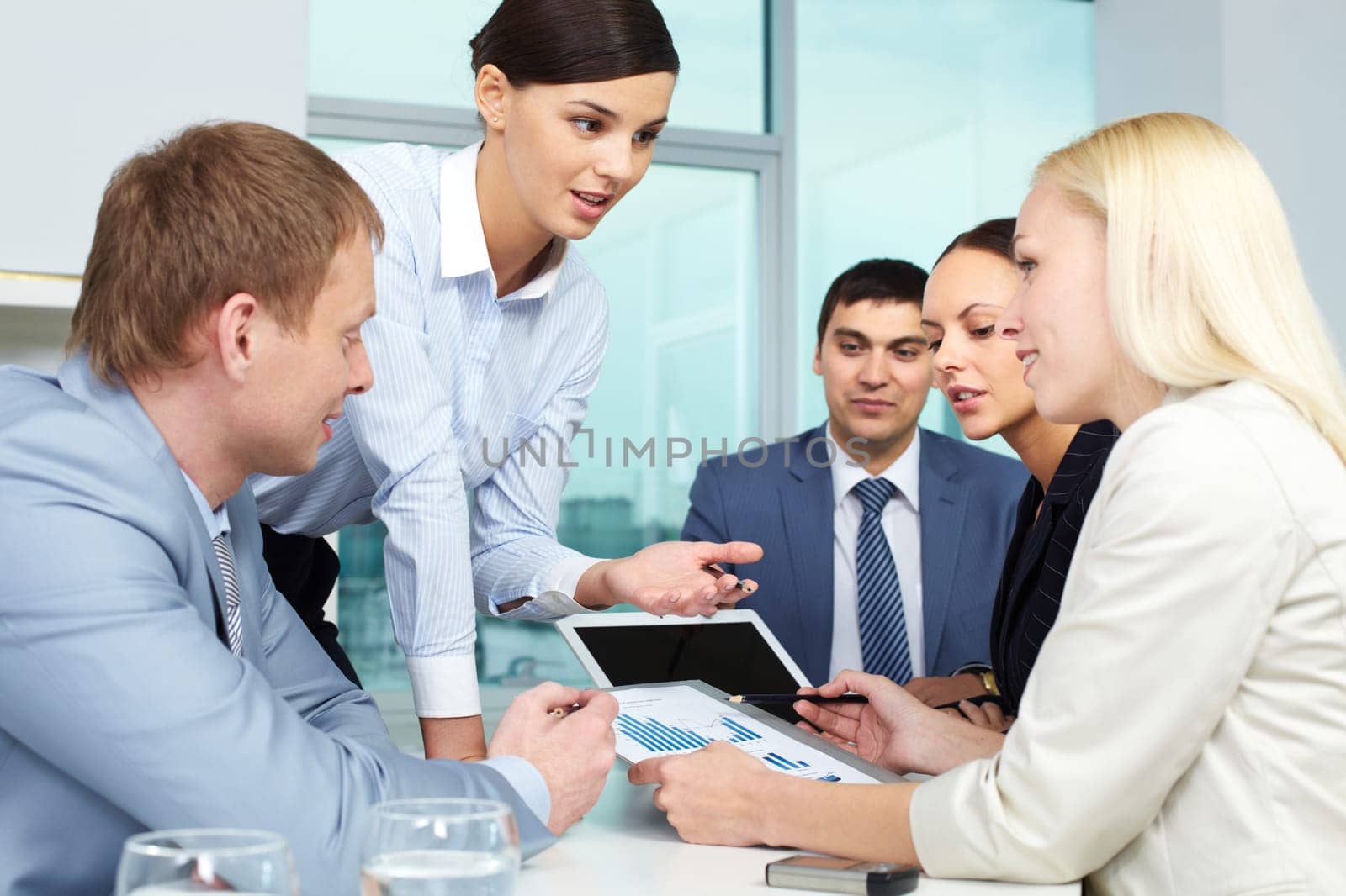 Young businesswoman presenting her work