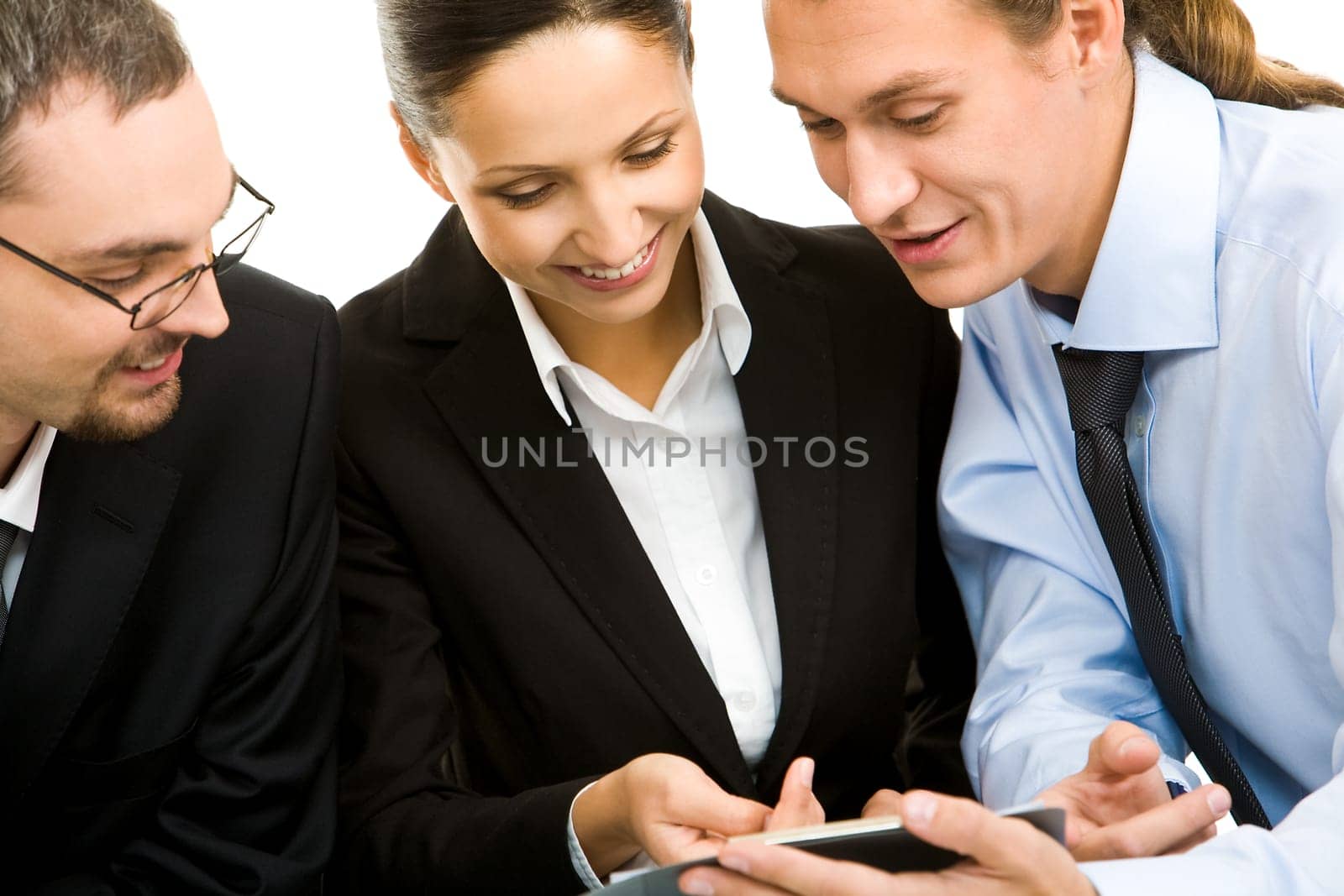 Portrait of executive partners communicating with each other