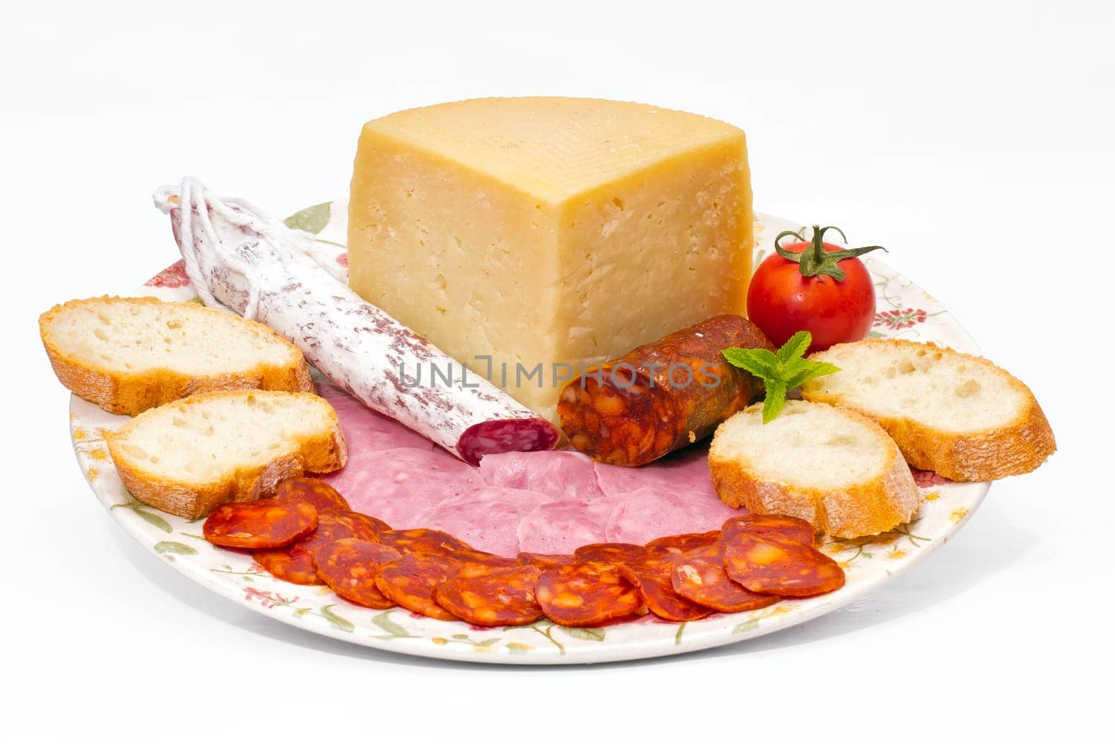 Spanish omelette with chorizo Iberico, typical cover montadito