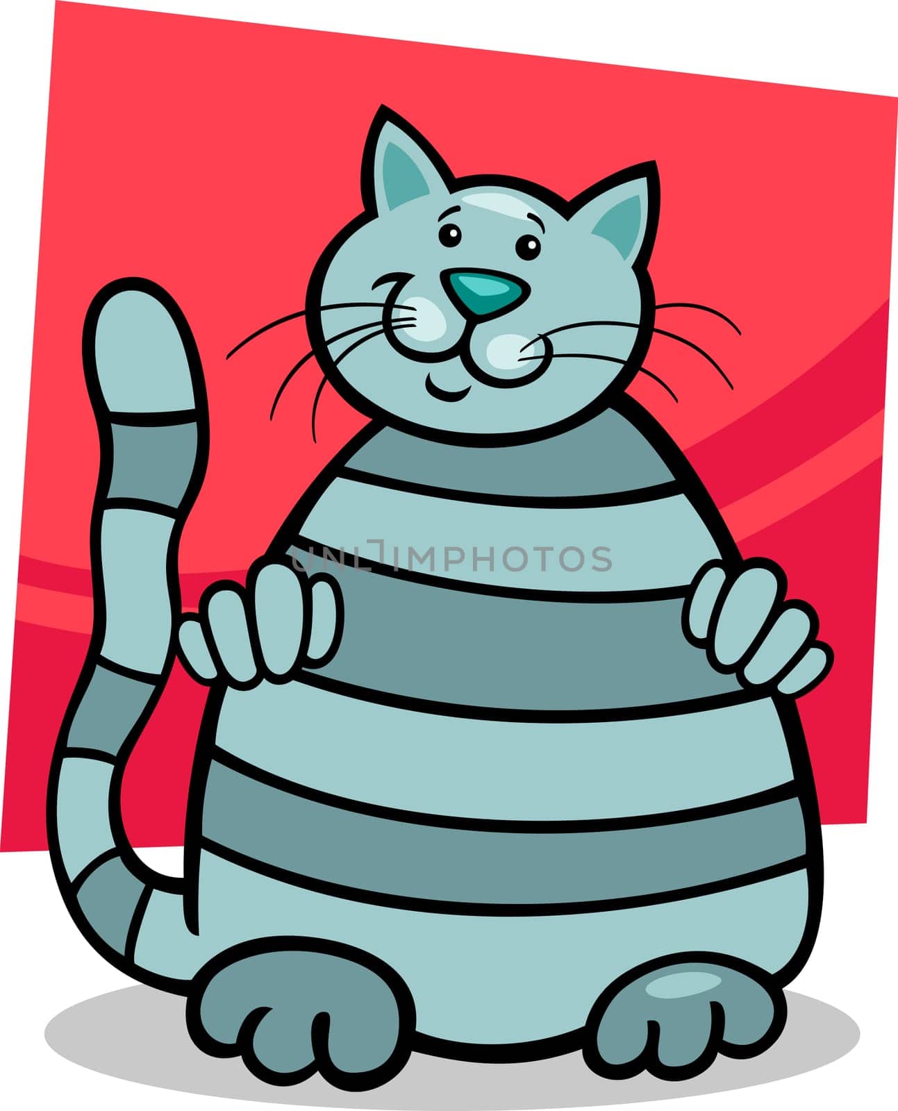 cartoon illustration of cute grey tabby cat