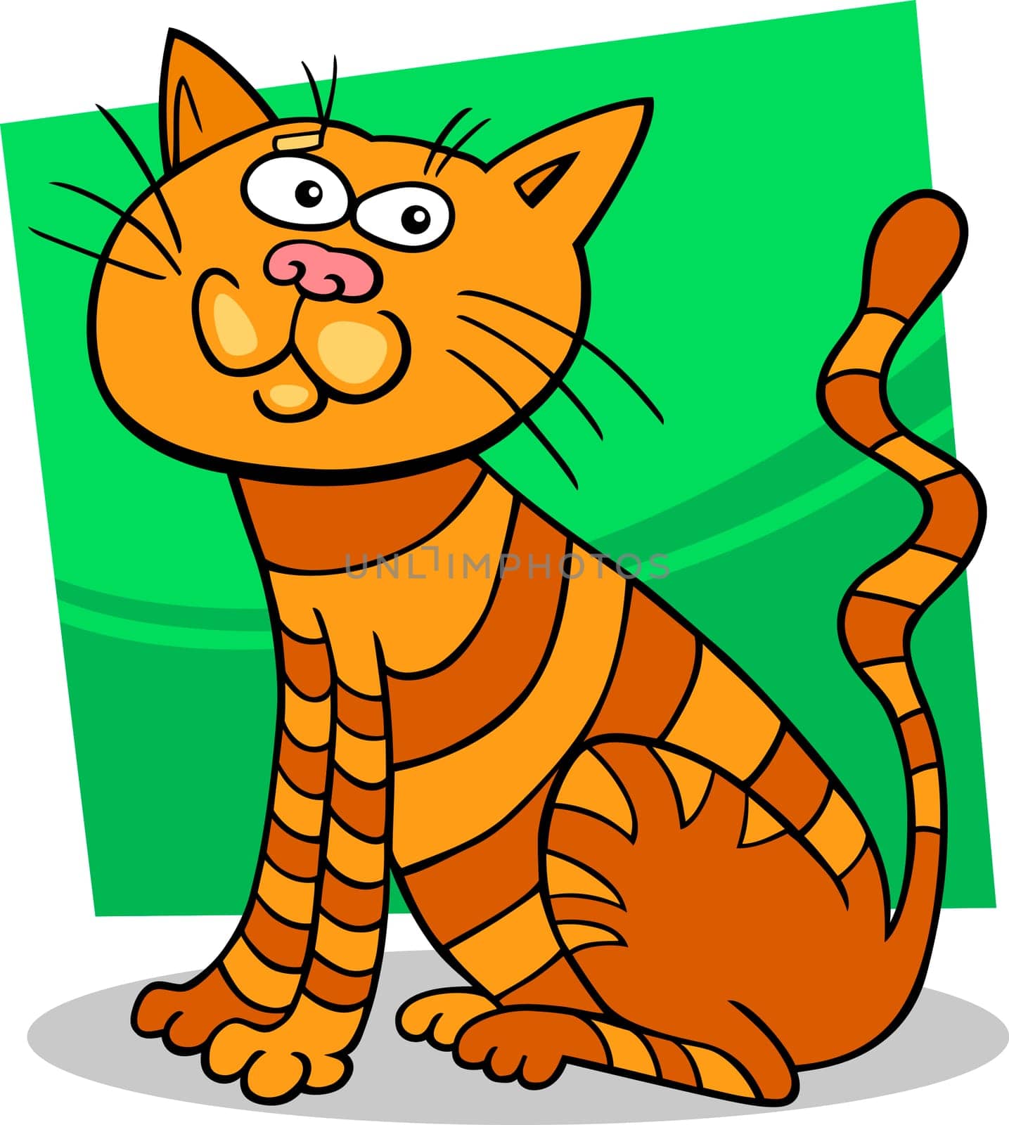 cartoon illustration of funny red sitting cat