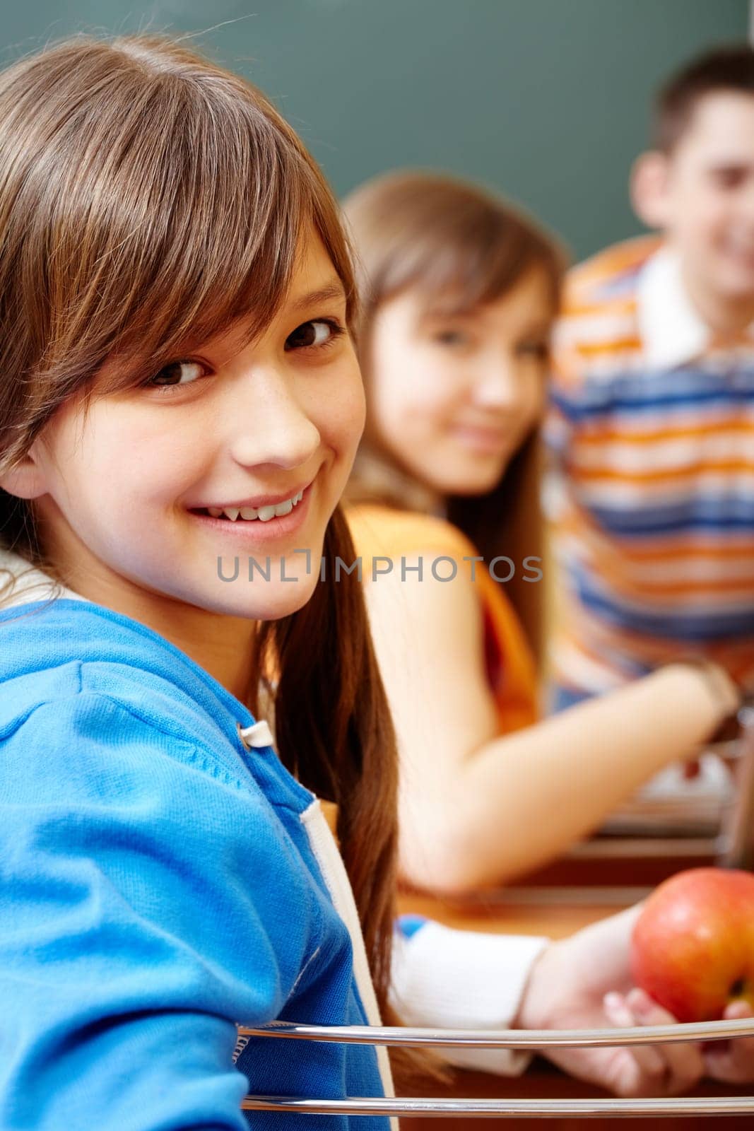 Confident student looking at camera during lesson