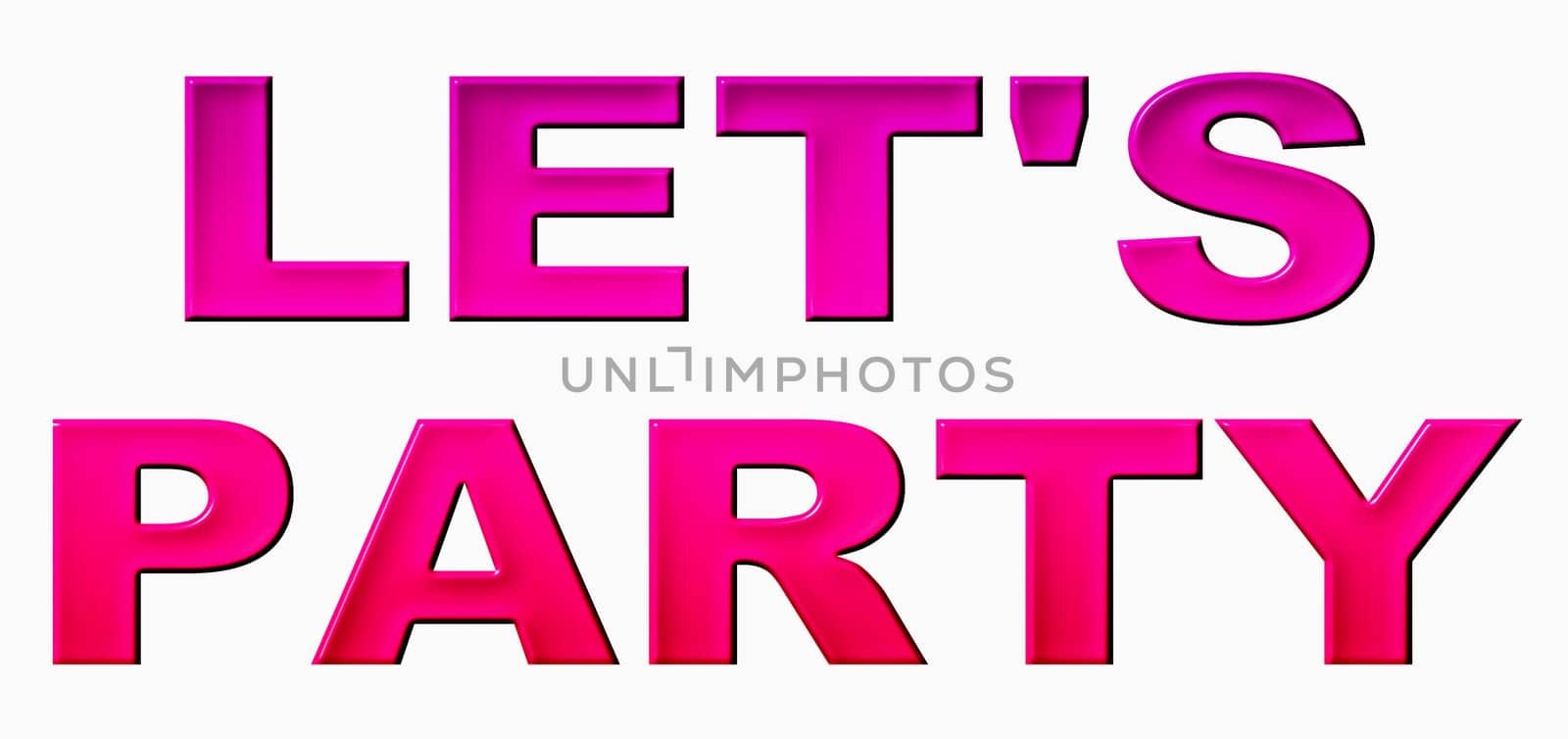 Illustration for your concerts and website with big, black letters LET'S PARTY
