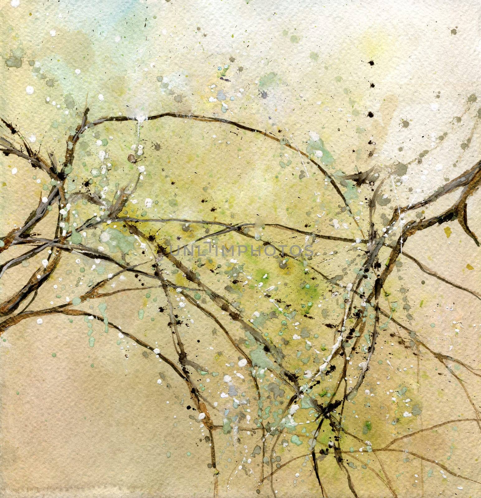 Illustration of several tree branches with fresh leaves on them