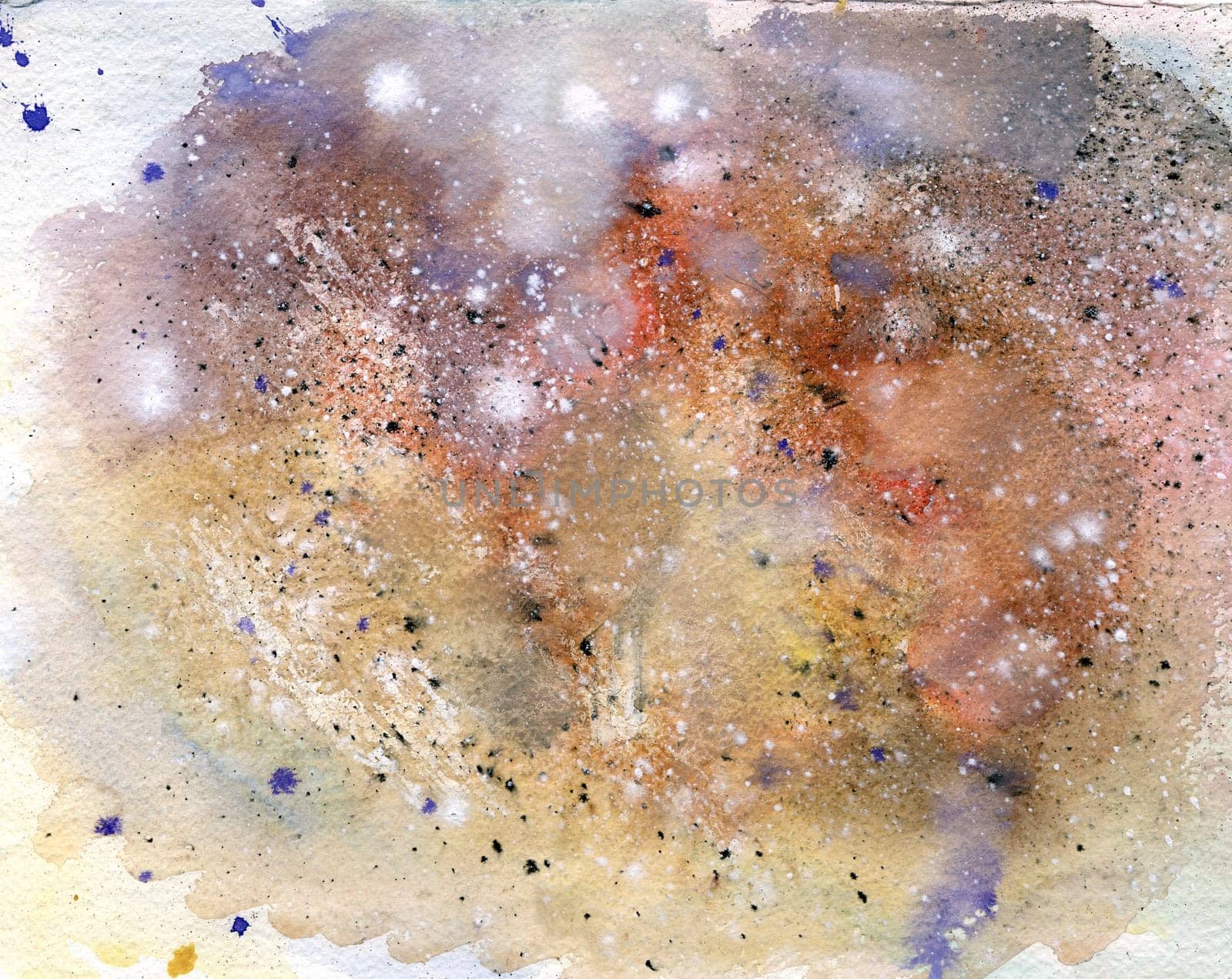 Colorful background painted with aquarelle by splashing and smearing