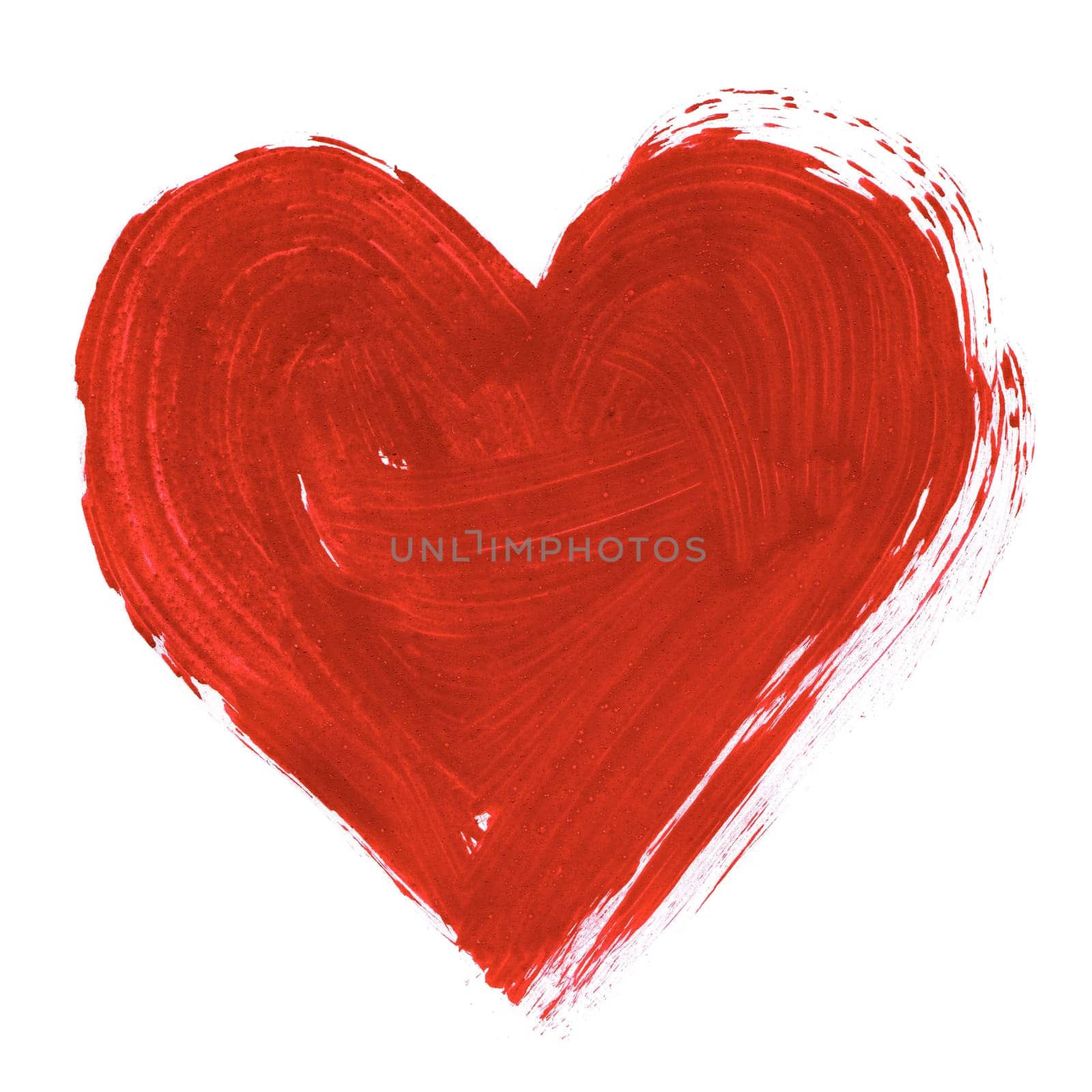 Painting of big red heart over white background