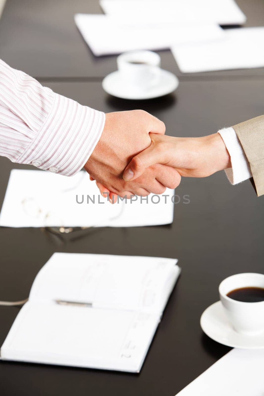 Image of successful partnership of people being confirmed by handshake