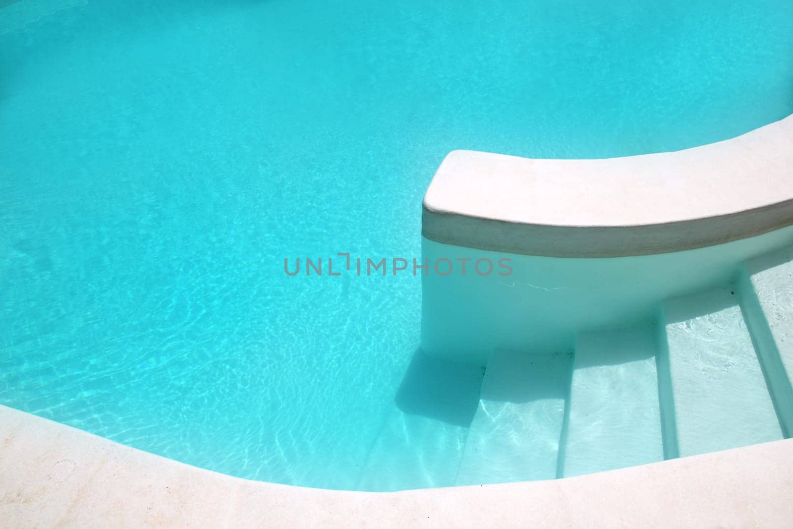 white pool turquoise water clean composition in mediterranean house