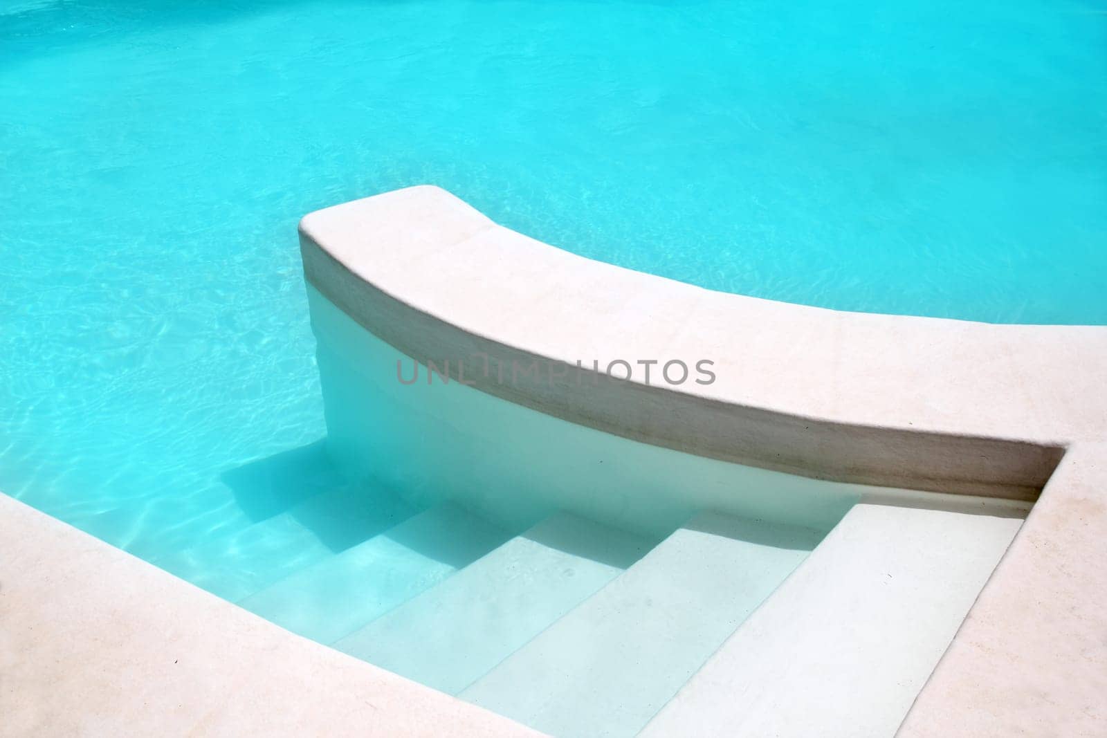 white pool turquoise water clean composition in mediterranean house