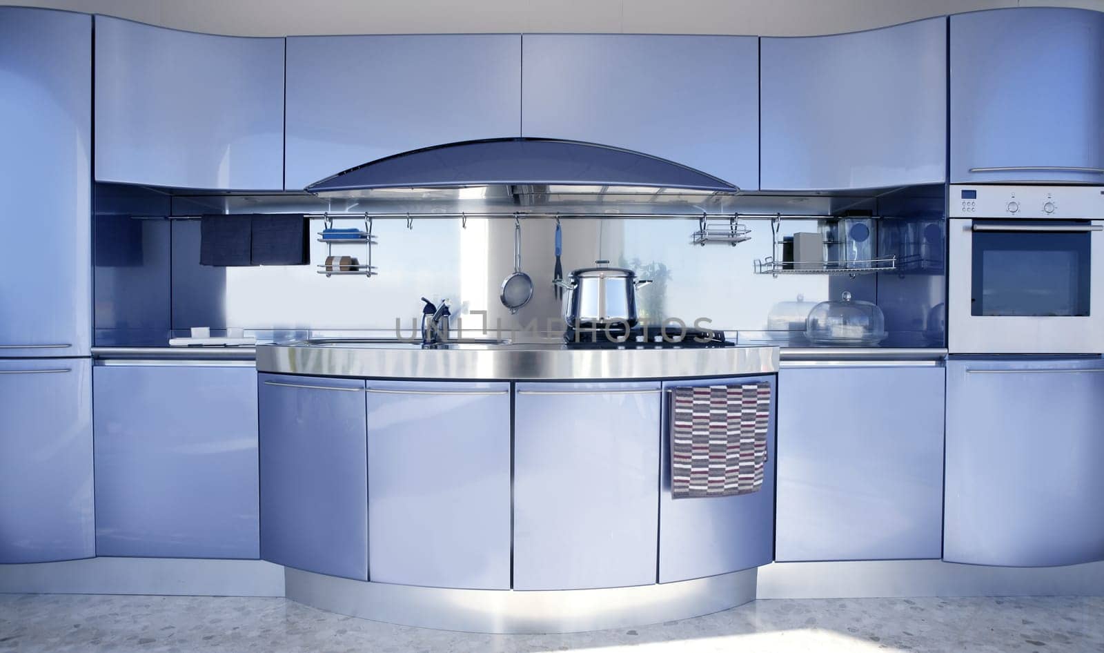 Blue silver kitchen modern architecture decoration interior design