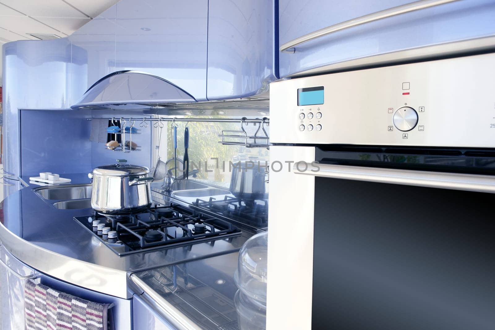 Blue silver kitchen modern architecture decoration interior design
