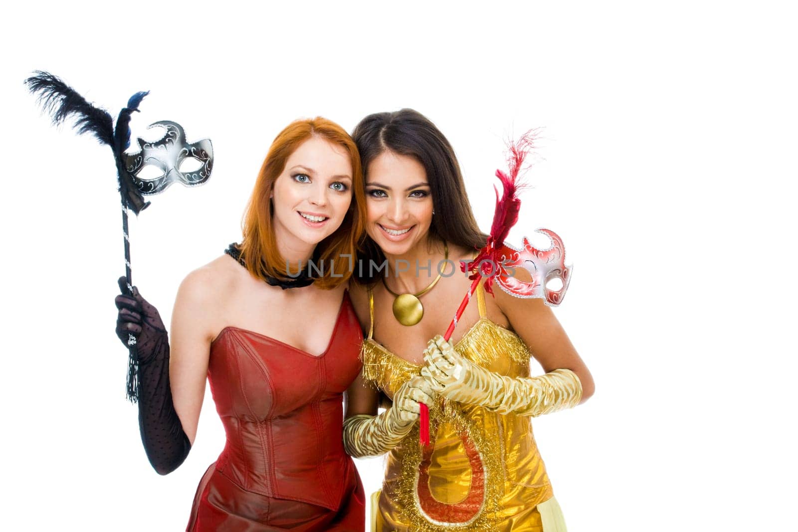 Photo of elegant girls smartly dressed in red and yellow attire