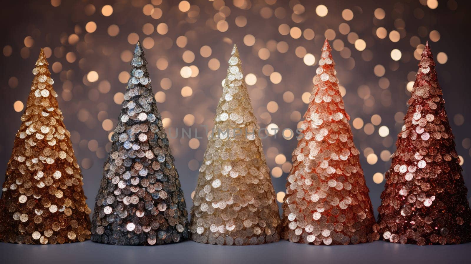 christmas tree xmas holiday decoration with glitter bokeh background, ai