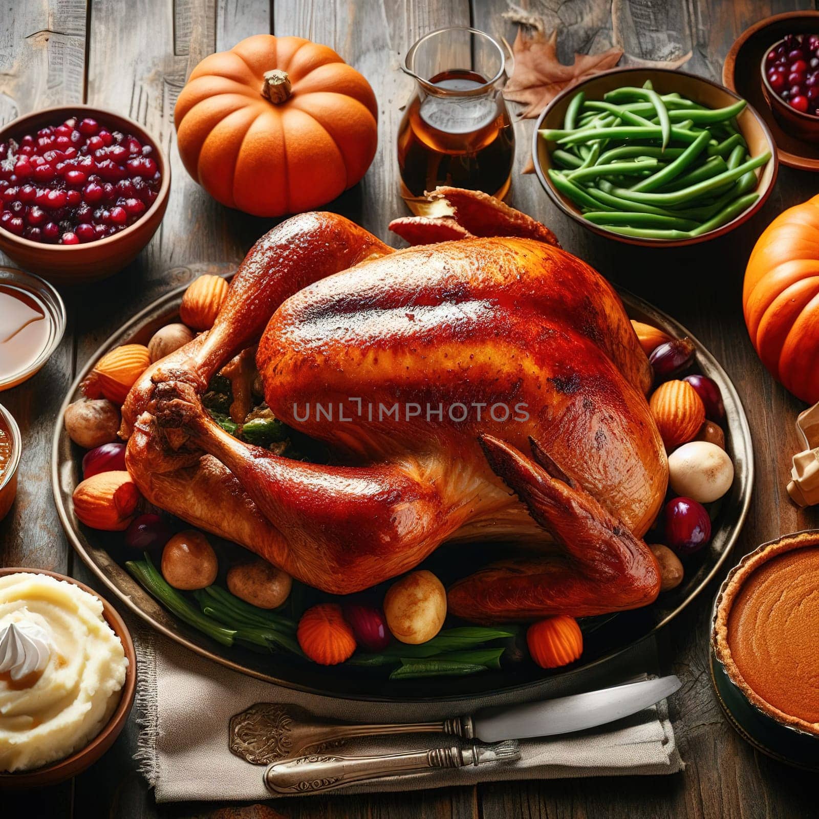 Festive Thanksgiving Turkey. Generative, AI. High quality photo