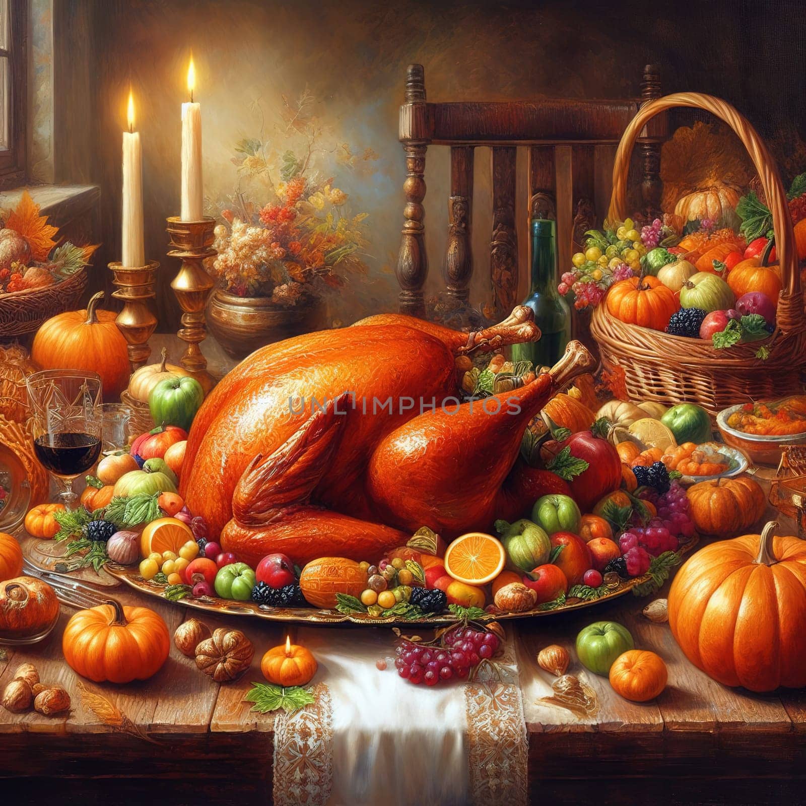 Festive Thanksgiving Turkey. Generative, AI by gordiza