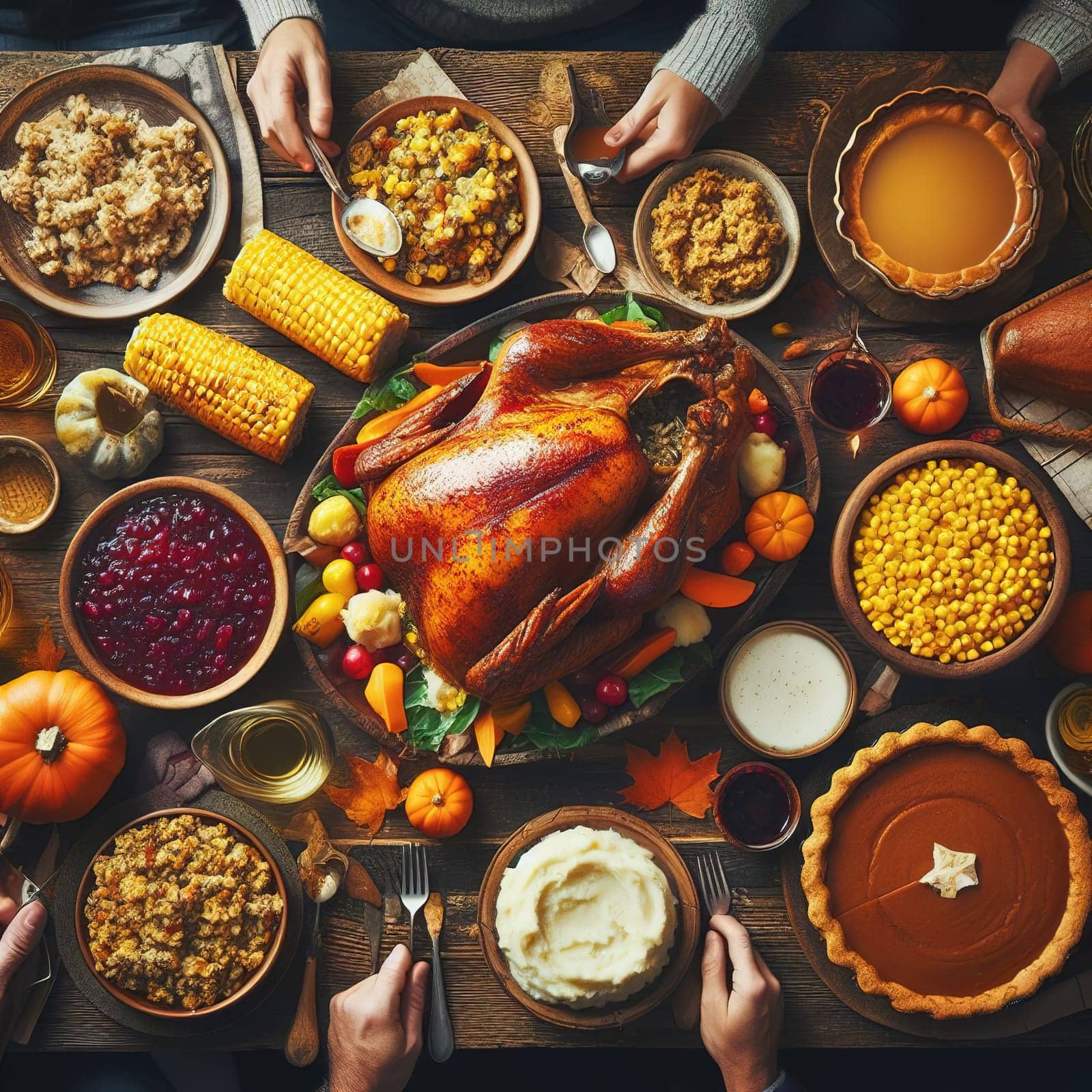 Festive Thanksgiving Turkey. Generative, AI. High quality photo