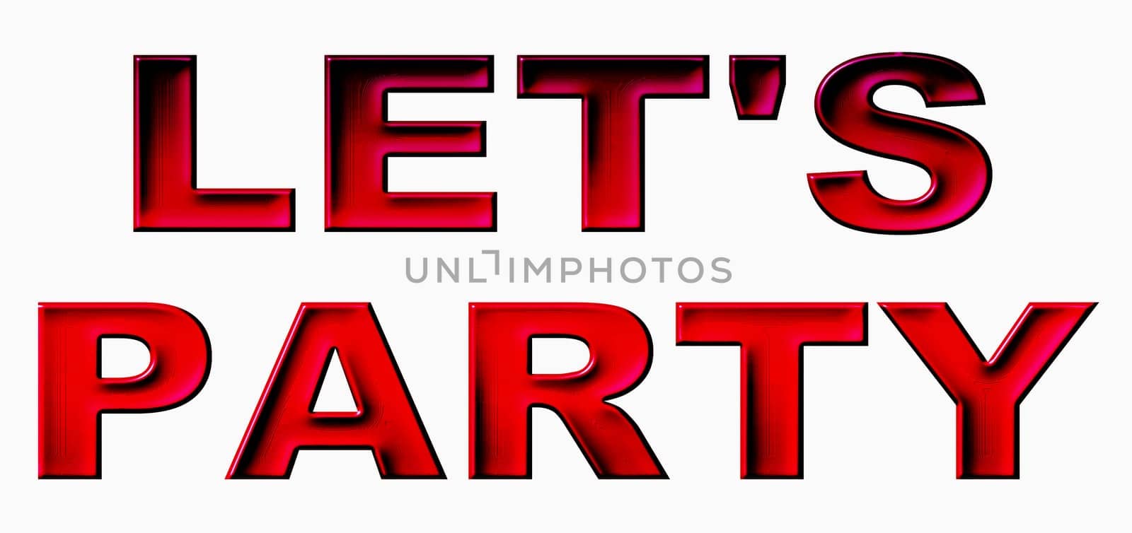 Illustration for your concerts and website with big, black letters LET'S PARTY