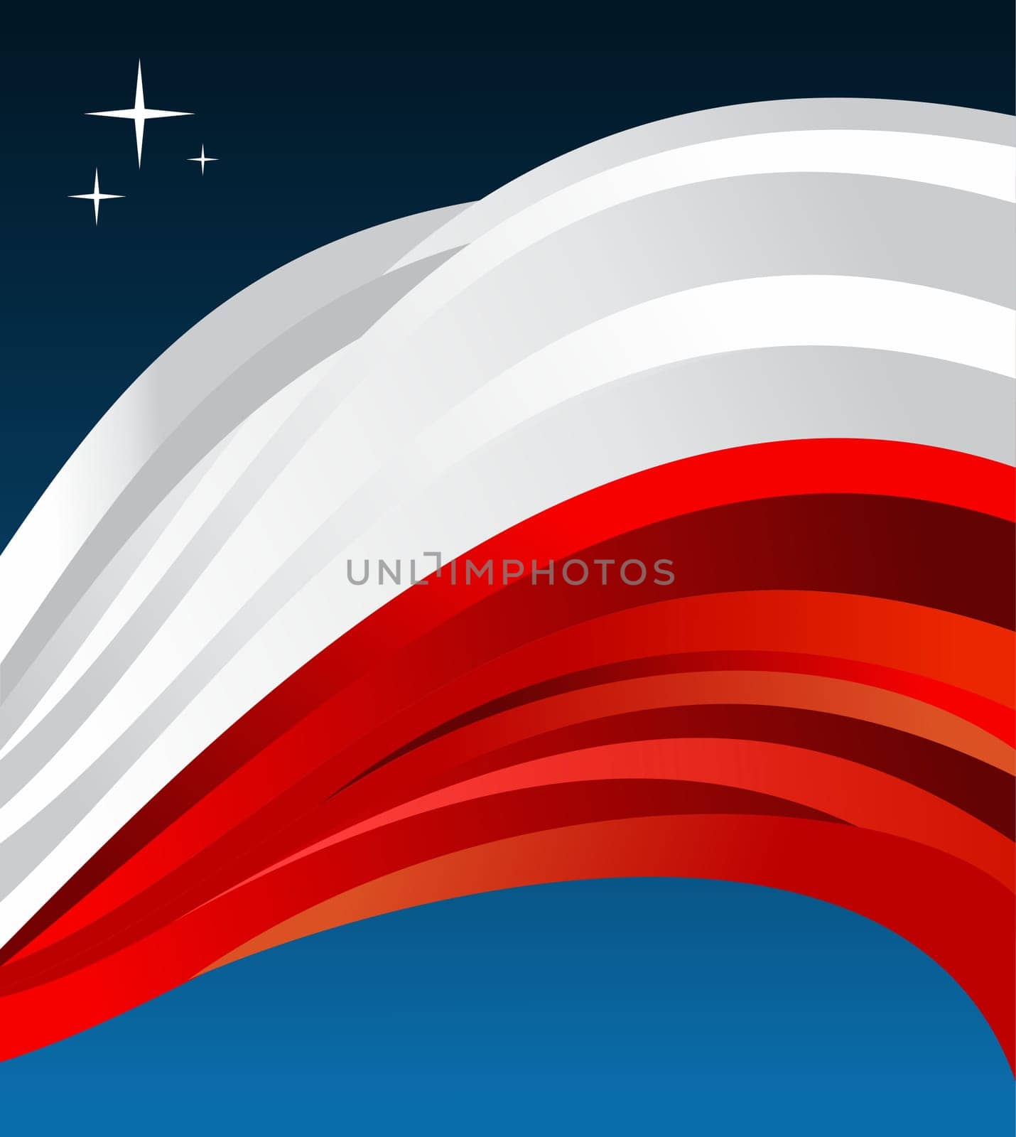 Poland flag illustration fluttering on blue background. Vector file available.