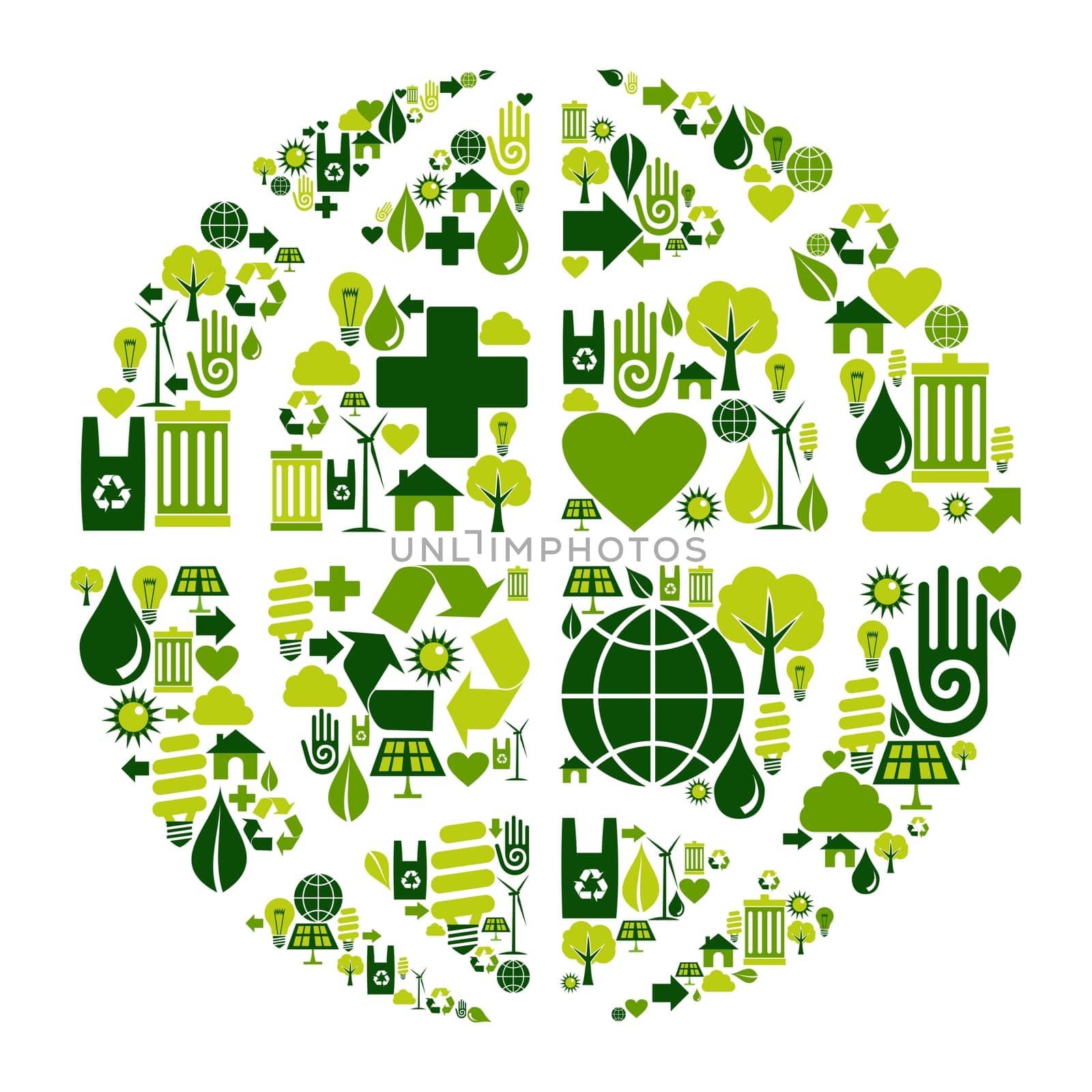 World symbol social media with environmental icons.
