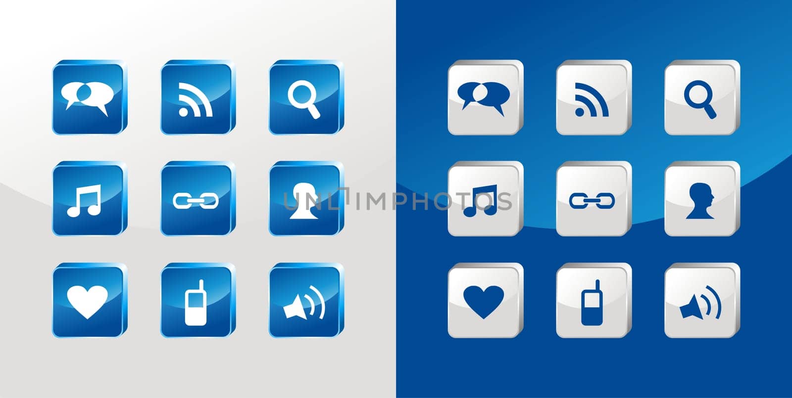 Social media icons glass set over light and dark background. Vector file available