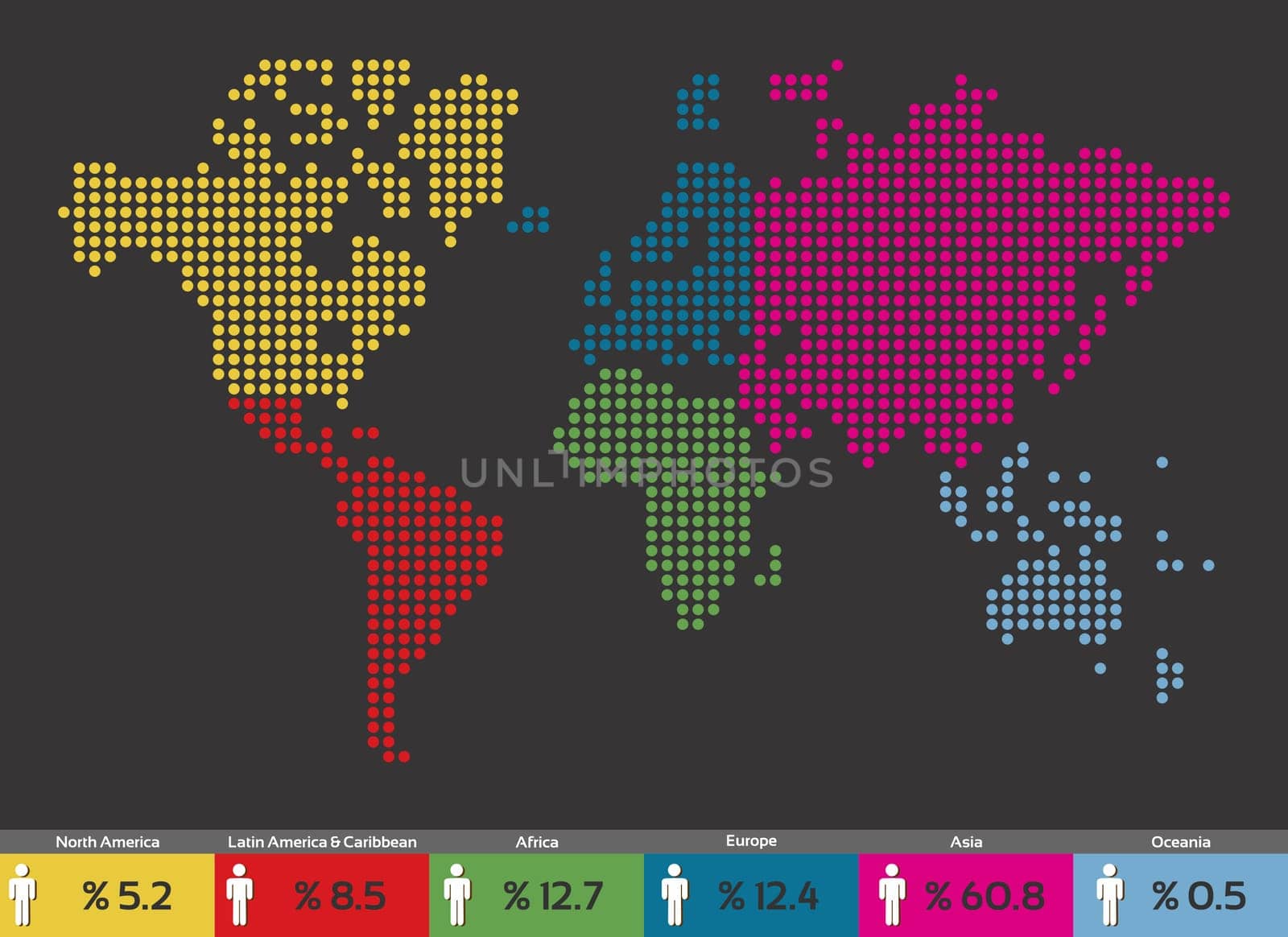Global population distribution globe world map. Vector file available.