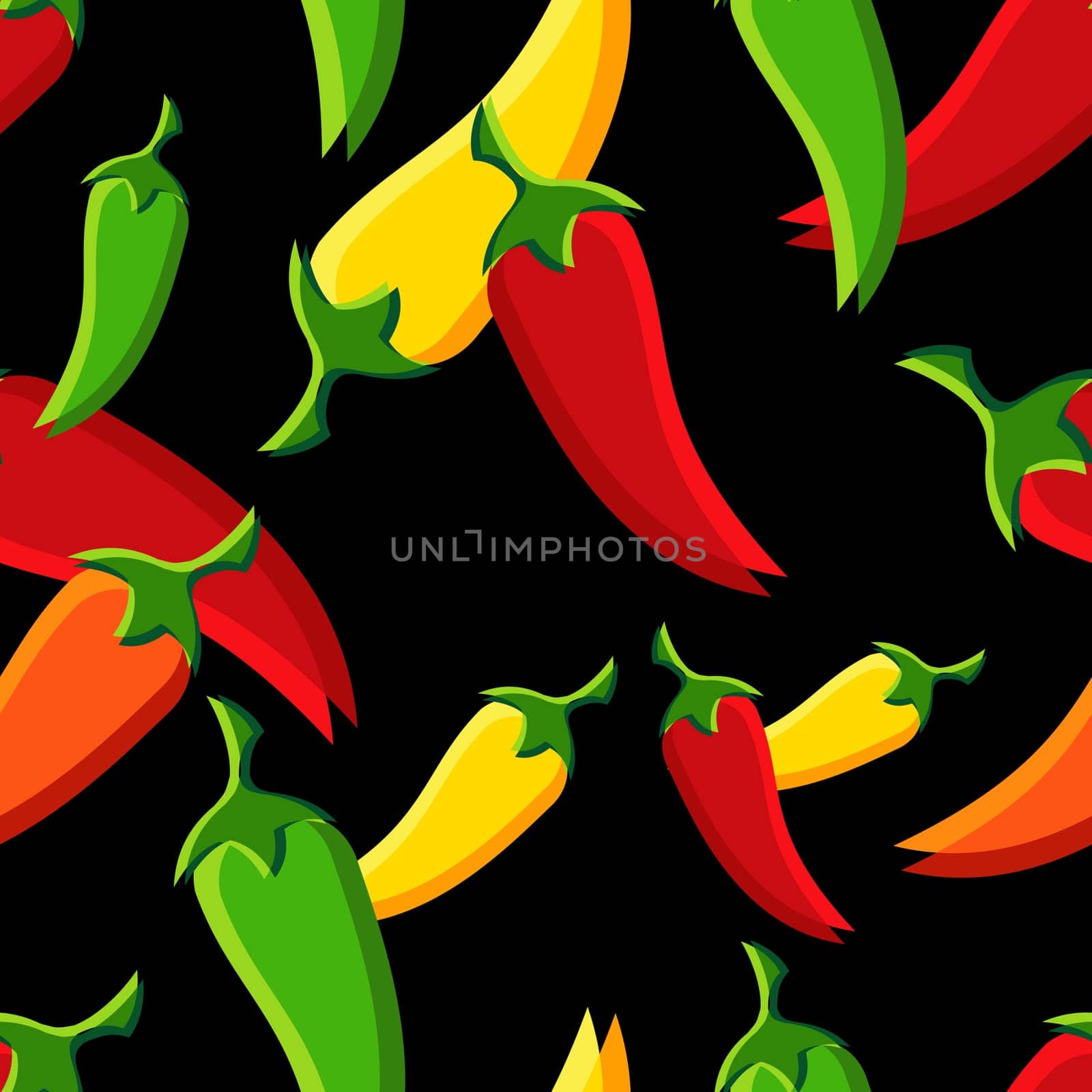 Seamless chilli peppers pattern background. Vector file available.