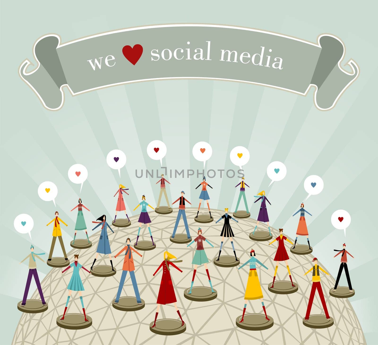 We love social media network connection concept in Christmas winter time