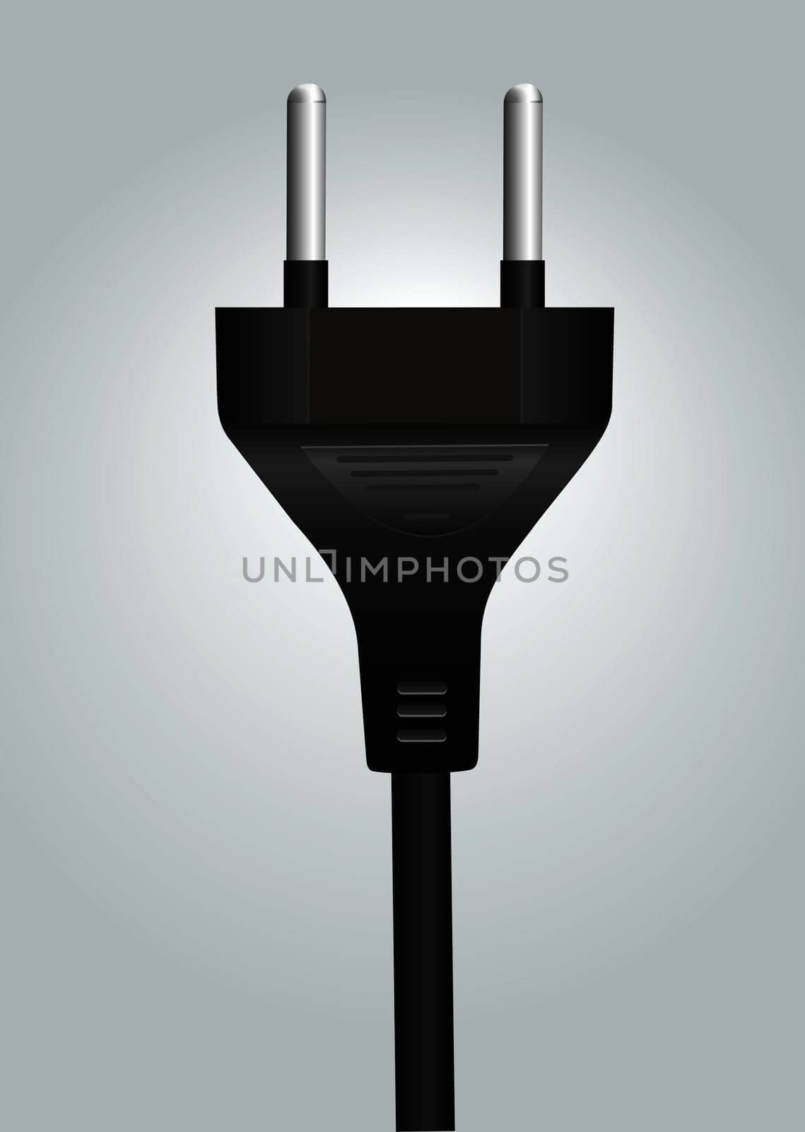 Power plug wire close up on light blue background. Vector file available.