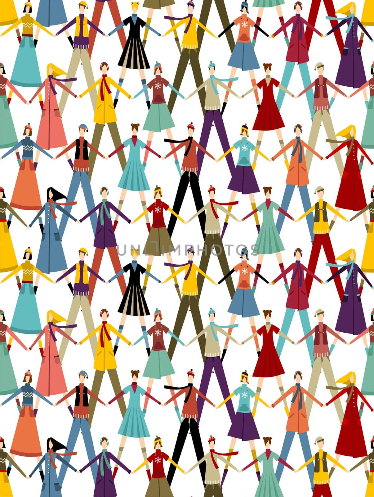 Social media people connection concept at Christmas winter time. Seamless pattern background