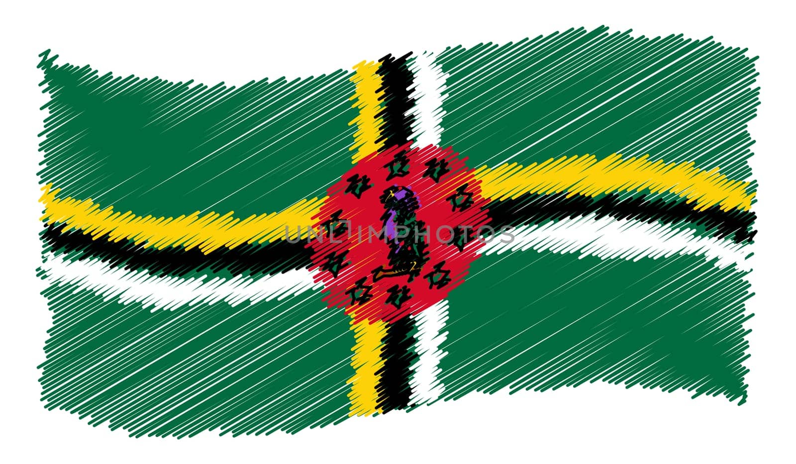 Sketch - Dominica - The beloved country as a symbolic representation as heart - Das geliebte Land als symbolische Darstellung als Herz