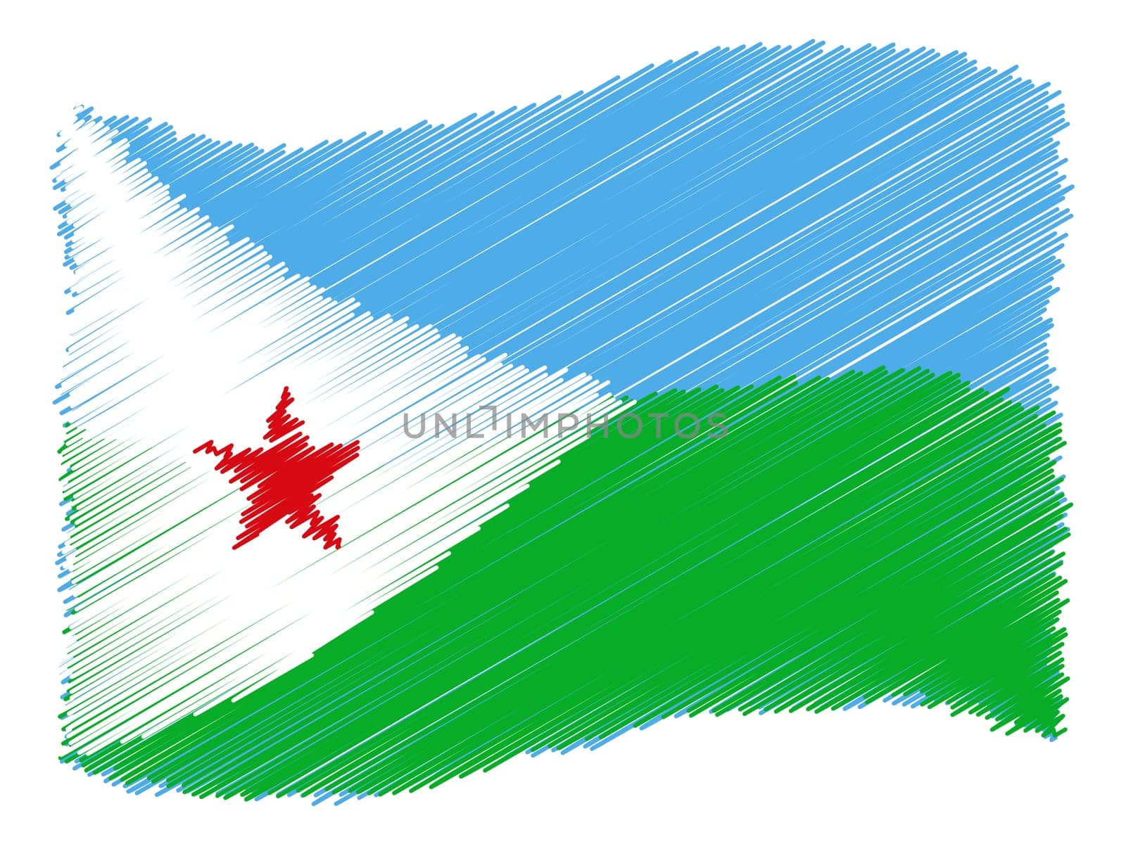 Sketch - Djibouti - The beloved country as a symbolic representation as heart - Das geliebte Land als symbolische Darstellung als Herz