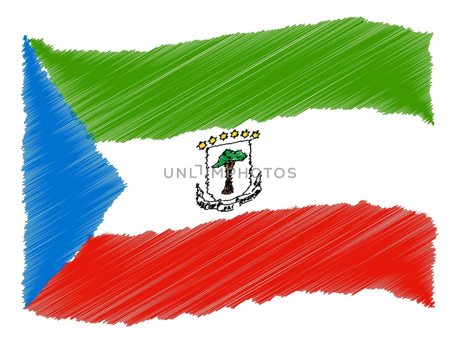 Sketch - Equatorial Guinea - The beloved country as a symbolic representation as heart - Das geliebte Land als symbolische Darstellung als Herz