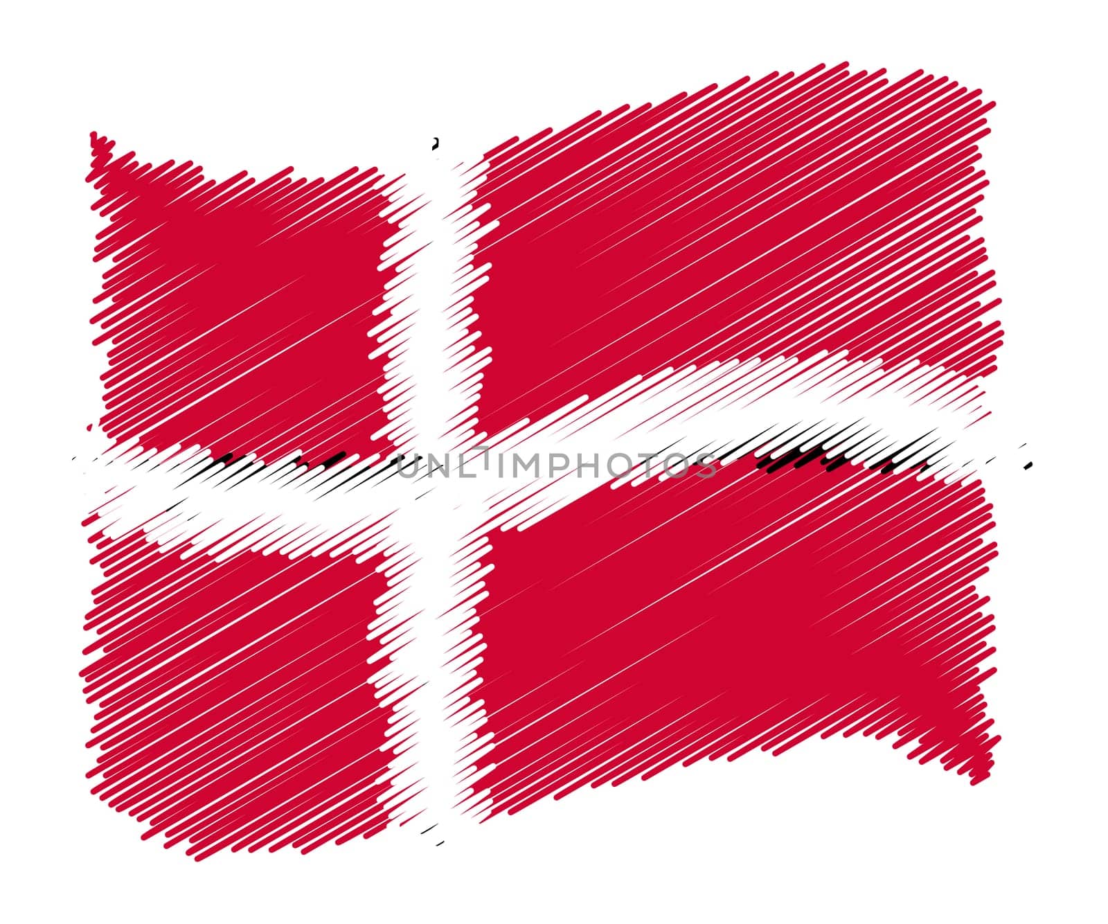 Sketch - Denmark - The beloved country as a symbolic representation as heart - Das geliebte Land als symbolische Darstellung als Herz