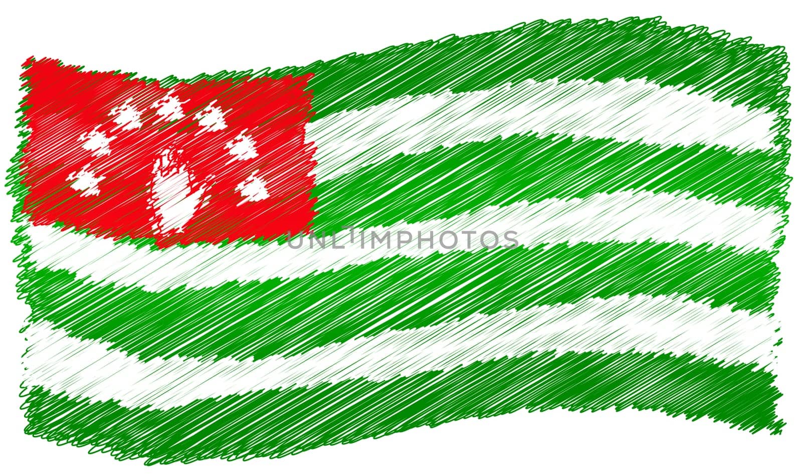 Flag - Abkhazia - The beloved country as a symbolic representation as heart - Das geliebte Land als symbolische Darstellung als Herz