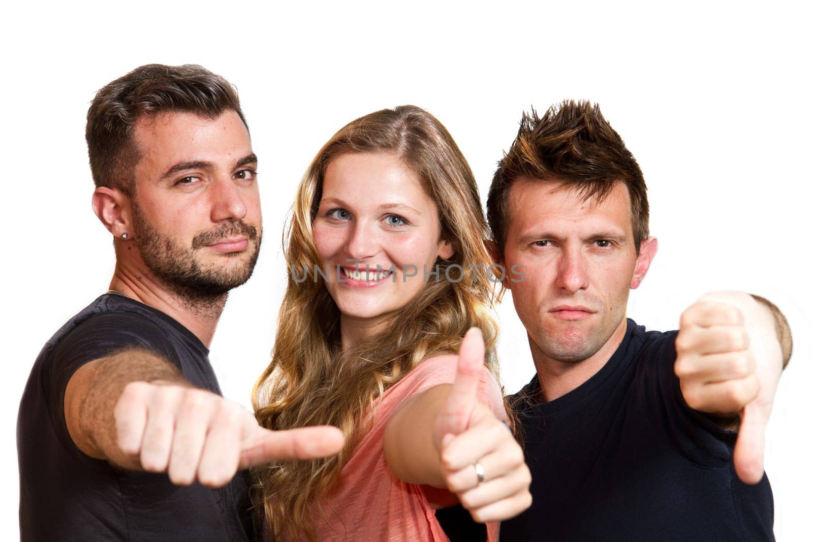 Happy group of friends isolated over white