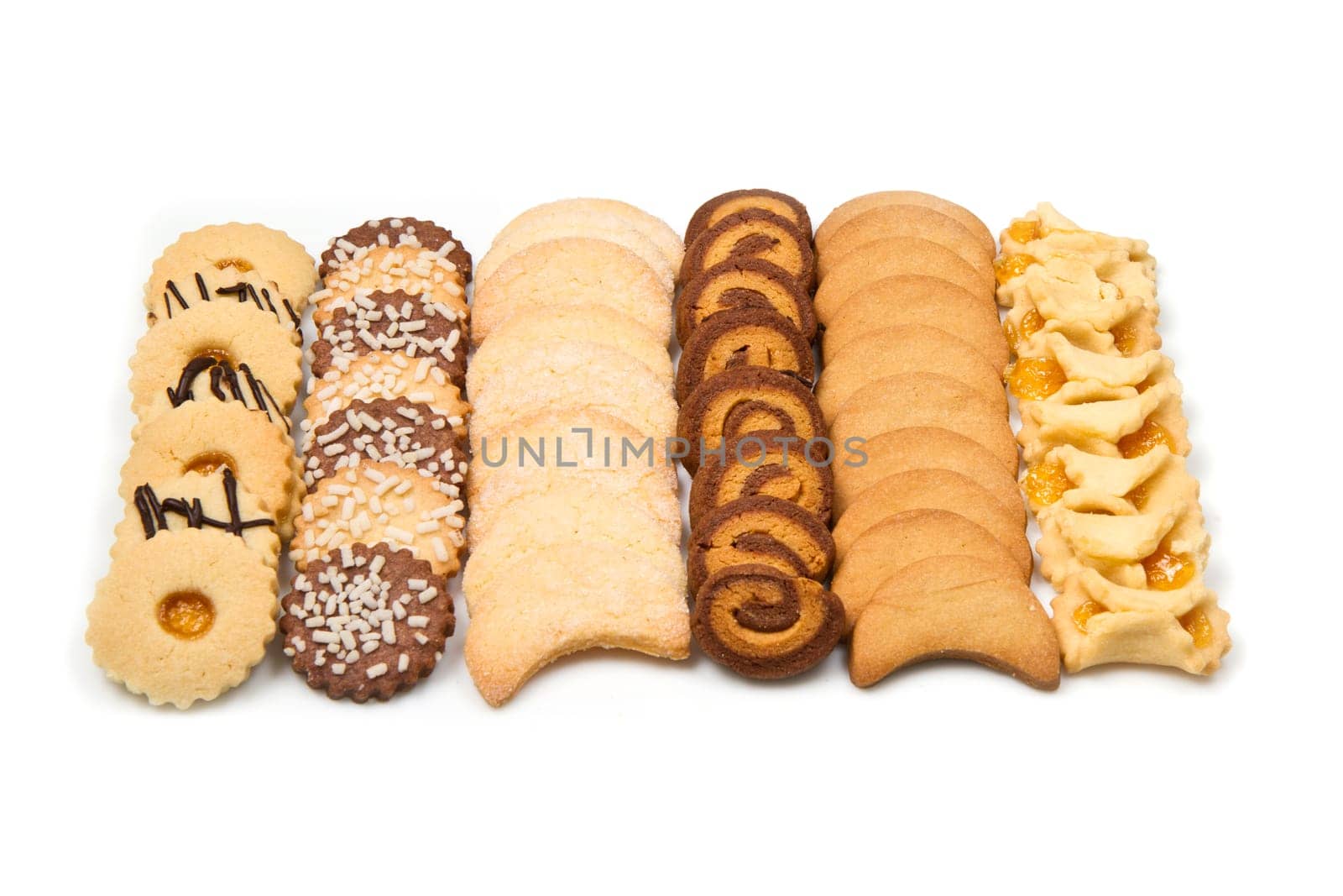 cookies of the various form on a white background