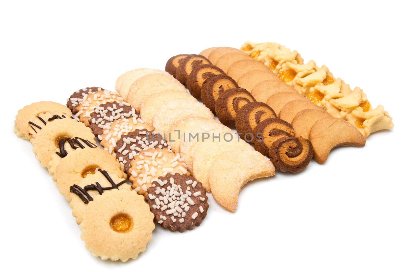 cookies of the various form on a white background