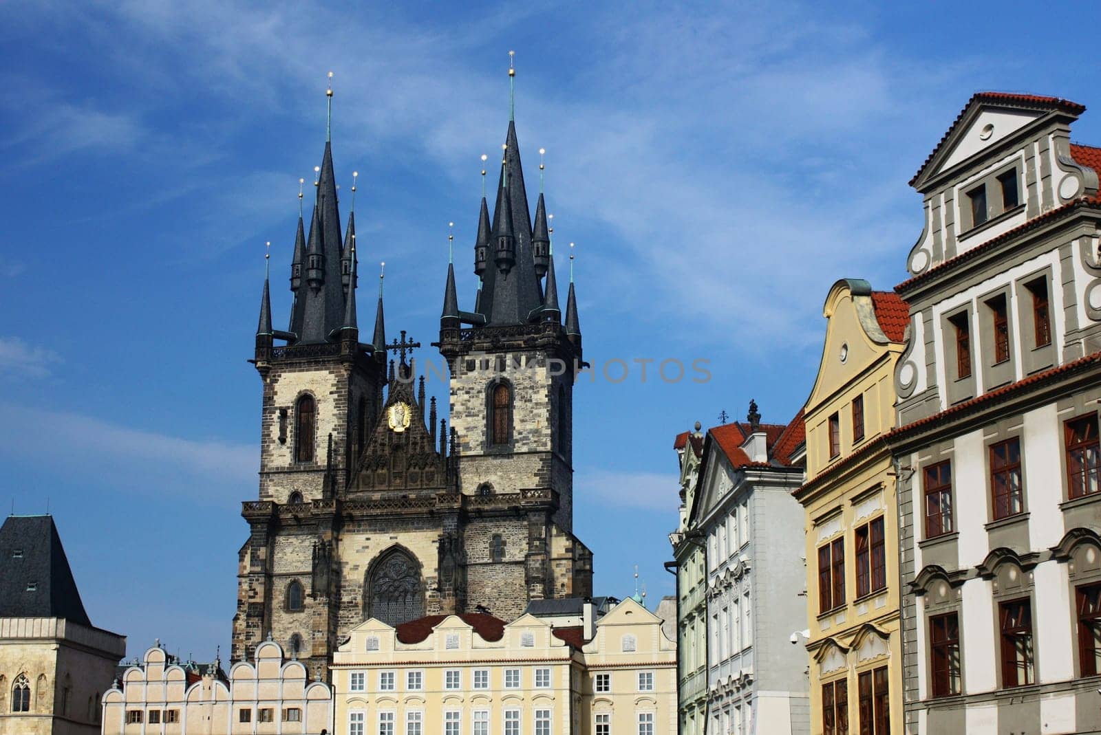 View of Prague Tyn Church in Old Town Square (Prague, Czech Republic)